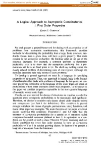 A Logical Approach to Asymptotic Combinatorics I. First Order Properties
