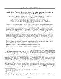 Analysis of Forbush Decreases Observed Using a Muon Telescope in Antarctica Starting on 21 June 2015 *