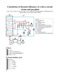 Calculation of Thermal Efficiency of a Three-Circuit Steam and Gas Plant