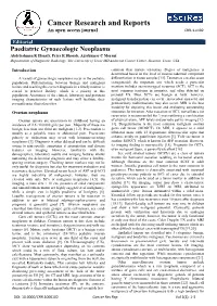 Cancer Research and Reports an Open Access Journal CRR-1-E102