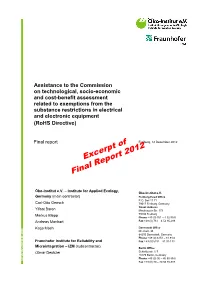 Excerpt of Final Report 2012