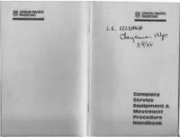 M V Ment Company Service Equipment and Movement Procedure Handbook