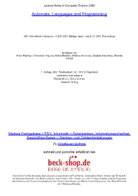 Automata, Languages and Programming