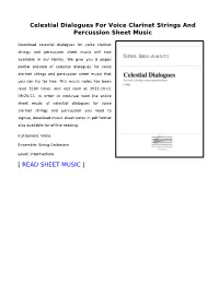Celestial Dialogues for Voice Clarinet Strings and Percussion Sheet Music
