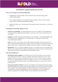 Developmental Language Disorder (Dld) Fact Sheet