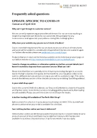 Frequently Asked Questions UPDATE: SPECIFIC to COVID-19