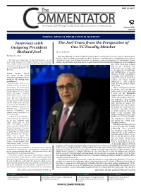Interview with Outgoing President Richard Joel the Joel Years From