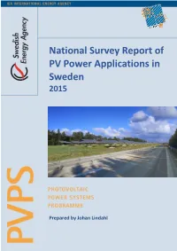 National Survey Report of PV Power Applications in Sweden 2015