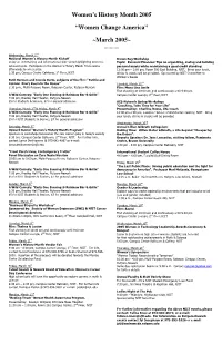 Women's History Month 2005 “Women Change America” ~March