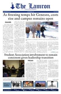 As Freezing Temps Hit Geneseo, Costs Rise and Campus Remains Open NICOLE SMITH Conditions and Warnings About ASSOC