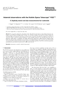 Asteroid Observations with the Hubble Space Telescope? FGS??