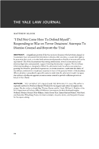 Responding to War on Terror Detainees' Attempts to Dismiss