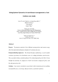 Using System Dynamics in Warehouse Management: a Fast- Fashion Case