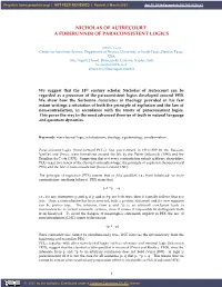 A Forerunner of Paraconsistent Logics