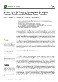 A Study About the Temporal Constraints on the Martian Yardangs’ Development in Medusae Fossae Formation