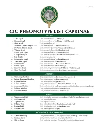 Cic Pheonotype List Caprinae©