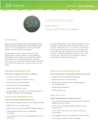 Cisco Meraki Systems Manager Datasheet