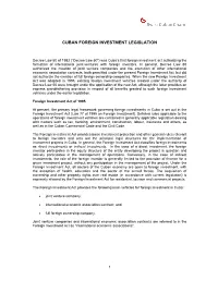 Cuban Foreign Investment and Taxation in Cuba