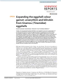 Expanding the Eggshell Colour Gamut: Uroerythrin and Bilirubin from Tinamou (Tinamidae) Eggshells Randy Hamchand1, Daniel Hanley2, Richard O