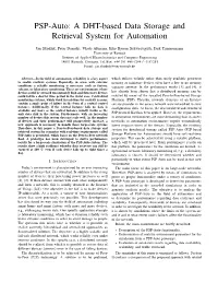 PSP-Auto: a DHT-Based Data Storage and Retrieval System for Automation