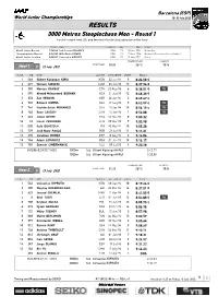RESULTS 3000 Metres Steeplechase Men - Round 1 First 4 in Each Heat (Q) and the Next 4 Fastest (Q) Advance to the Final
