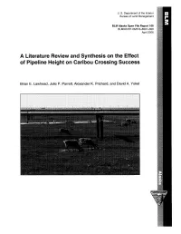 A Literature Review and Synthesis on the Effect of Pipeline Height on Caribou Crossing Success