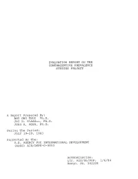 ATION REPORT Olj the CONTRACEPTIVE PREVALENCE STUDIES PROJECT AMY ONG TSUI 1?