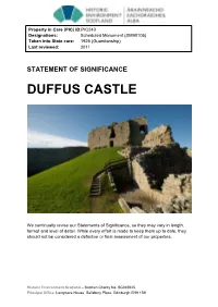 Duffus Castle Statement of Significance