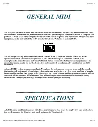General Midi Specifications