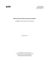 IRIS Assessment Plan for Nitrate and Nitrite