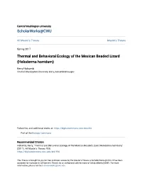 Thermal and Behavioral Ecology of the Mexican Beaded Lizard (Heloderma Horridum)