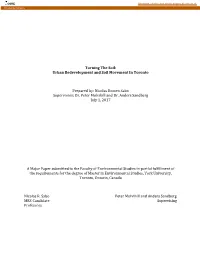 Urban Redevelopment and Soil Movement in Toronto Prepared By
