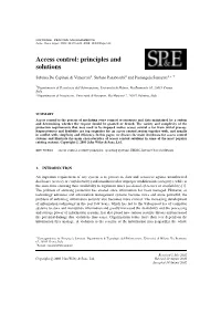 Access Control: Principles and Solutions