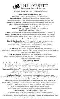 Everett Hotel Bistro Supper Menu