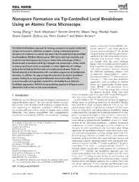 Nanopore Formation Via Tip-Controlled Local Breakdown Using an Atomic Force Microscope