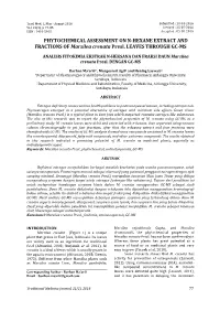 PHYTOCHEMICAL ASSESSMENT on N-HEXANE EXTRACT and FRACTIONS of Marsilea Crenata Presl