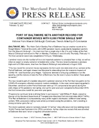 Port of Baltimore Sets Another Record for Container Moves with 6000 from Single Ship