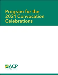 Program for the 2021 Convocation Celebrations PROGRAM