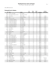 Reading Practice Quiz List Report Page 1 Accelerated Reader®: Wednesday, 12/01/10, 04:22 PM
