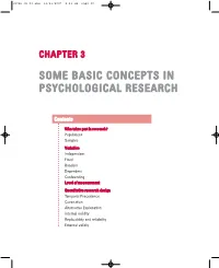 Some Basic Concepts in Psychological Research