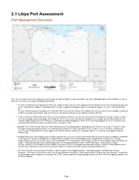 2.1 Libya Port Assessment Port Assessment Overview