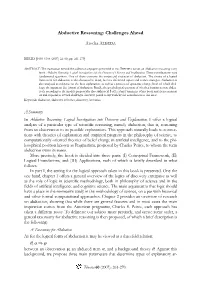 Abductive Reasoning: Challenges Ahead