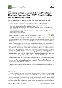 Analyzing Ecological Vulnerability and Vegetation Phenology Response Using NDVI Time Series Data and the BFAST Algorithm