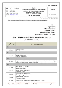 CHECKLIST of CURRENT AIP SUPPLEMENTS (As on 30 MAR 2021)