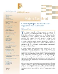 Continuity Despite Revolution: Iran's Support for Non-State Actors