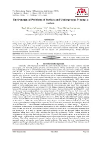 Environmental Problems of Surface and Underground Mining: a Review