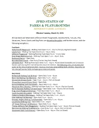Jprd Status of Parks & Playgrounds