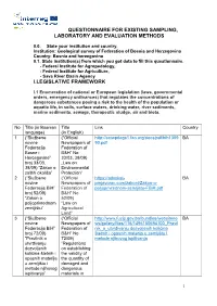 Questionnaire for Existing Sampling, Laboratory and Evaluation Methods