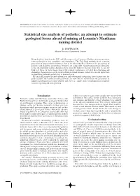 Statistical Size Analysis of Potholes: an Attempt to Estimate Geological Losses Ahead of Mining at Lonmin’S Marikana Mining District