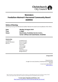 Agenda of Waimāero/Fendalton-Waimairi-Harewood Community Board